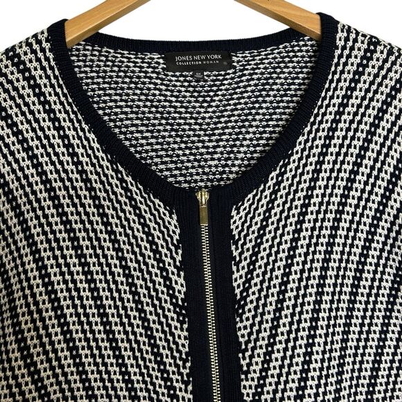Jones New York Zippered Sweater Jacket Mid-Length 0X (12W) Career Office NWOT - Picture 2 of 12